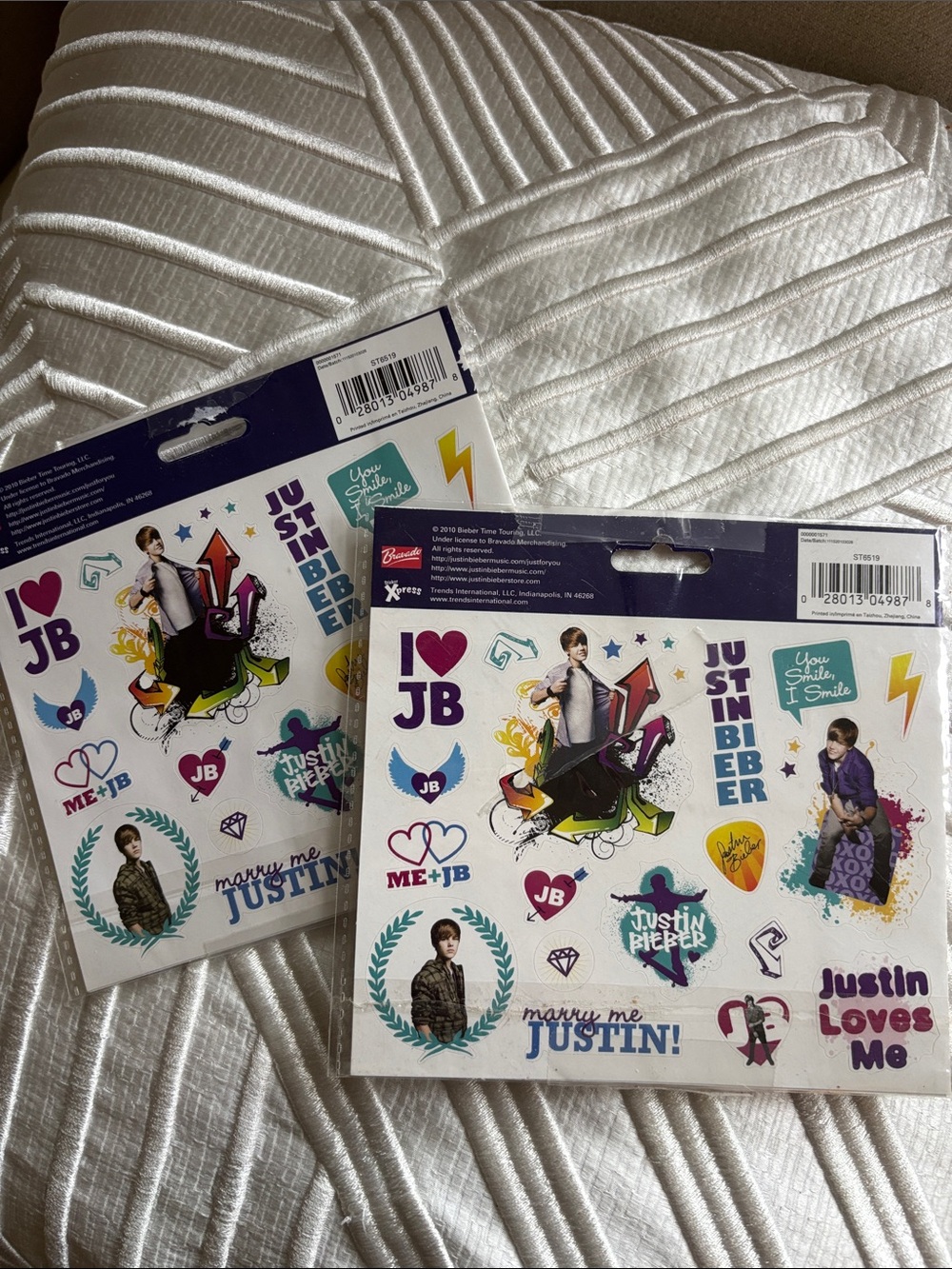 Justin Bieber 2 Sticker Sheets - Purple, Teal & Pink Accents